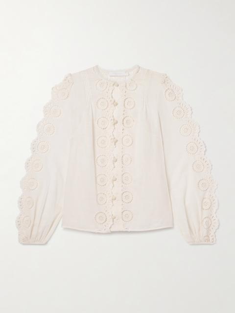 Lucky Pintucked Broderie Anglaise Cotton-voile Top