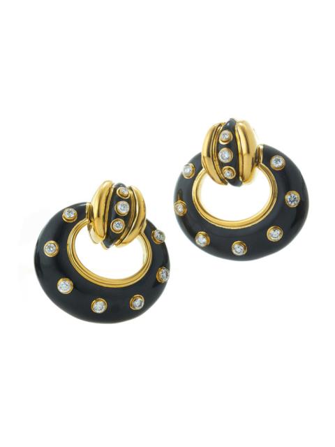 Diamond Black Stud Doorknocker Earrings