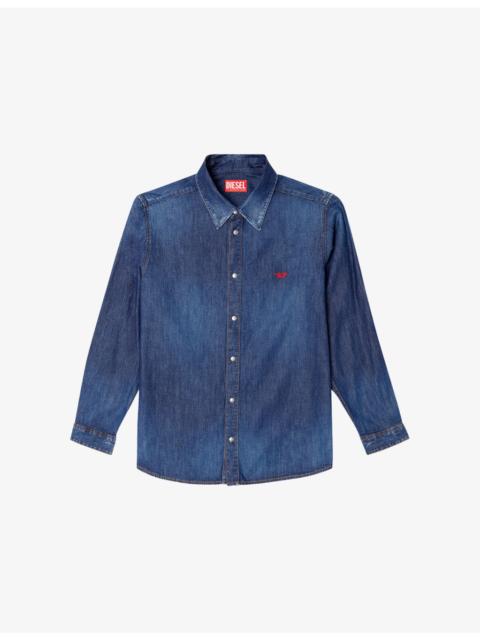 D-Simply Logo-Embroidered Denim Shirt