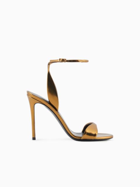Lamé-leather heeled sandals