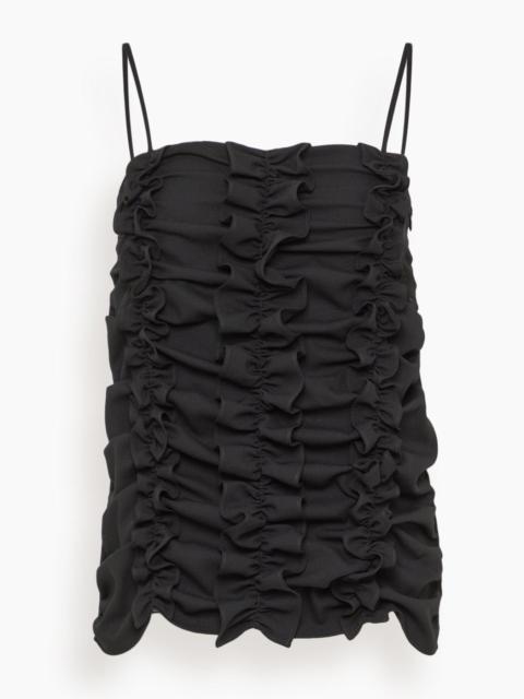 Ruched Frill Top in Black