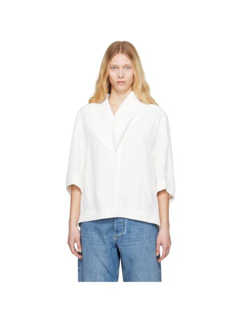 Off-White Grainy Viscose Linen Cocoon Shirt