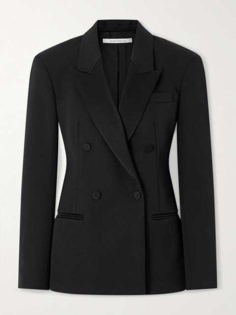 Double-breasted Satin-trimmed Wool-blend Twill Blazer