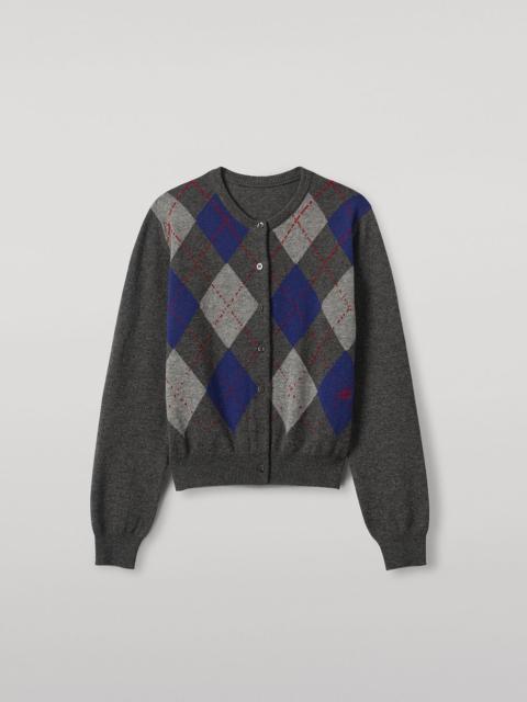 Clan Mid Grey Argyle Cashmere Cardigan