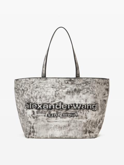Black and White Leather Punch Tote