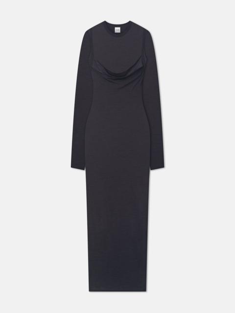 Draped Wool Jersey Midi Dress
