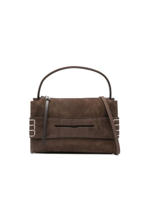 small loafer suede top handle bag