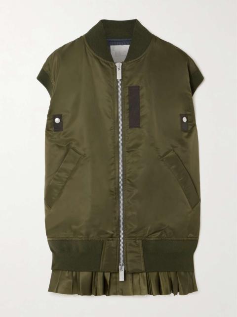 Pleated grosgrain- and taffeta-trimmed shell vest