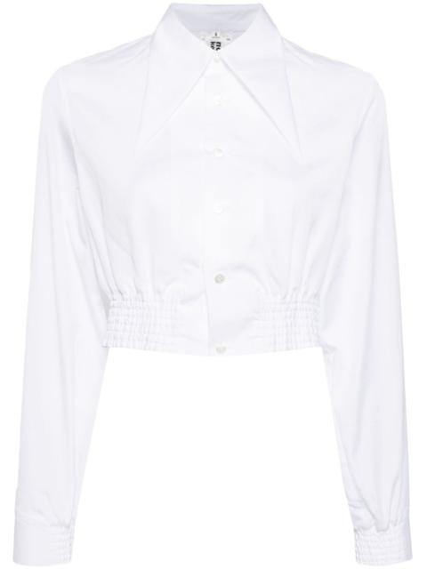 oversized-collar cropped shirt