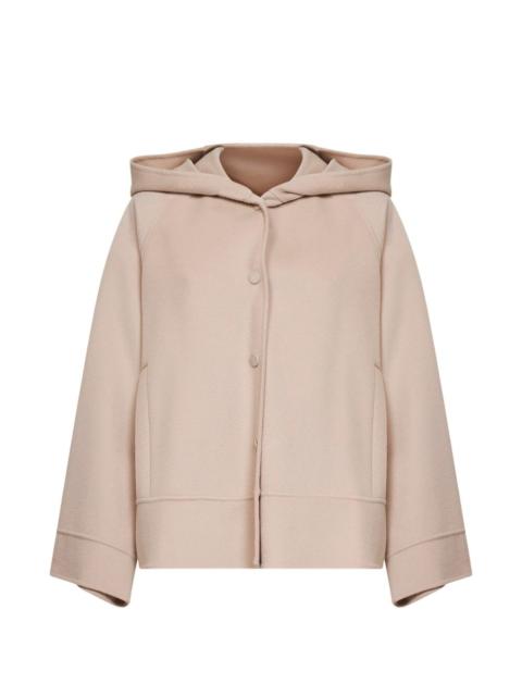 hooded snap-button peacoat