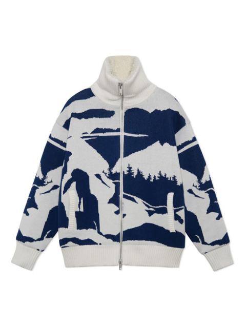 Li-Ning Catwalk Fleece Lined Stay Warm Jacket 'Creamy White Blue' AFDS225-1