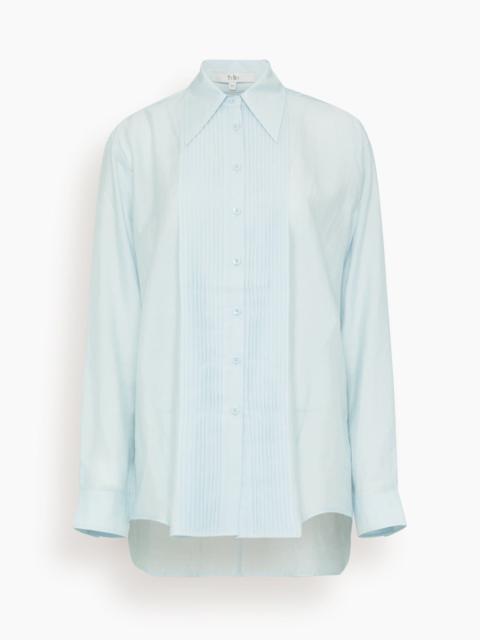 Silk Voile Easy Pintucked Shirt in Ice Blue