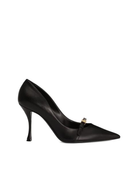 90MM leather pointed-toe pumps