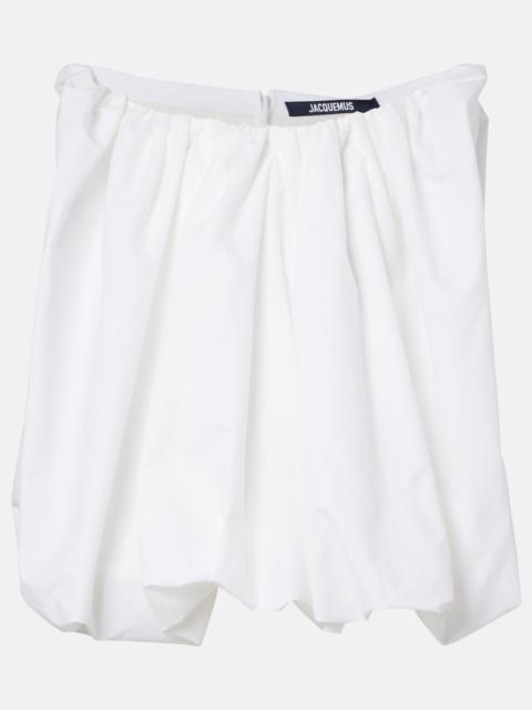 Lavande gathered off-shoulder cotton-blend top