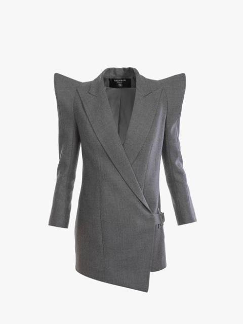 Gray wool asymmetrical jacket