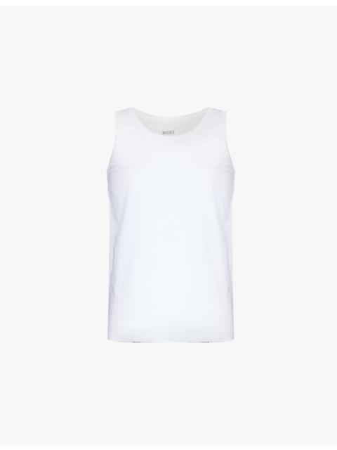 Scoop neck embroidered branding cotton-jersey vest