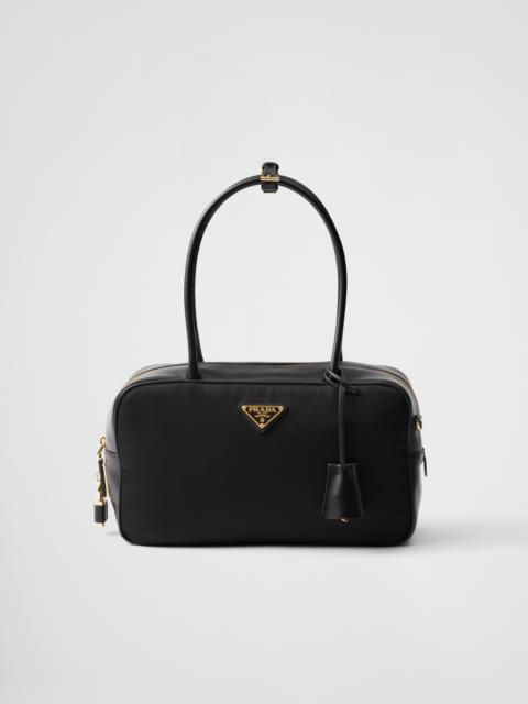 Re-Nylon and leather medium top-handle bag