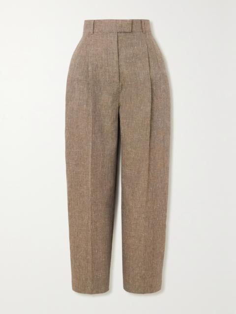 Wybie Cropped Pleated Linen-blend Wide-leg Pants