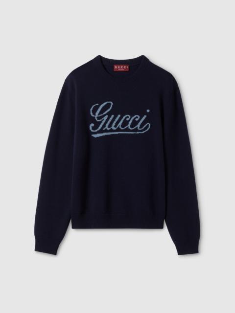 Knit wool sweater with intarsia