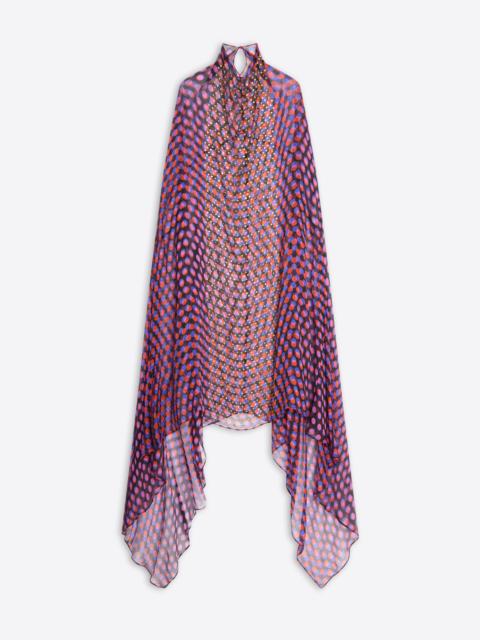 EMBROIDERED SILK CAPE DRESS