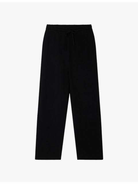 Straight-Leg Elasticated-Waist Knitted Jogging Bottoms
