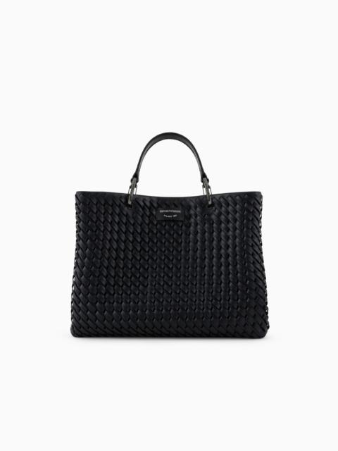 MYEA MEDIUM SHOPPER BAG IN INTERWOVEN LEATHER