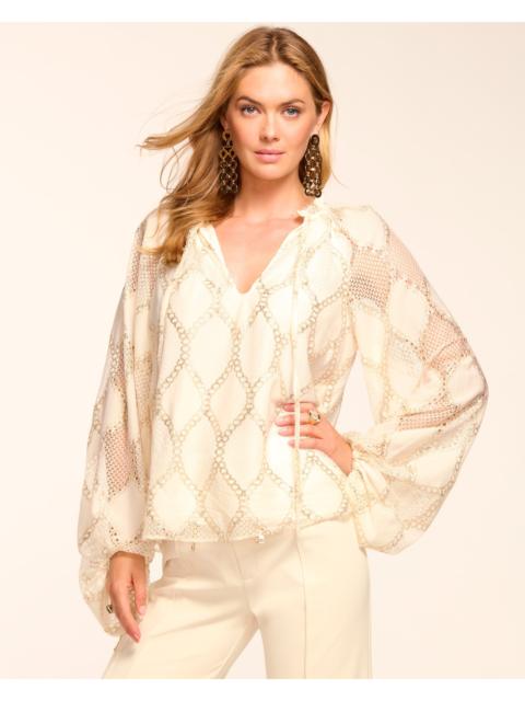 Ria Lurex Lace Long Sleeve Blouse