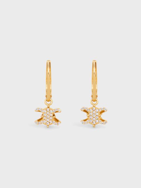 Triomphe Solitaire Sparkle Earrings in Strass and Brass with Gold Finish