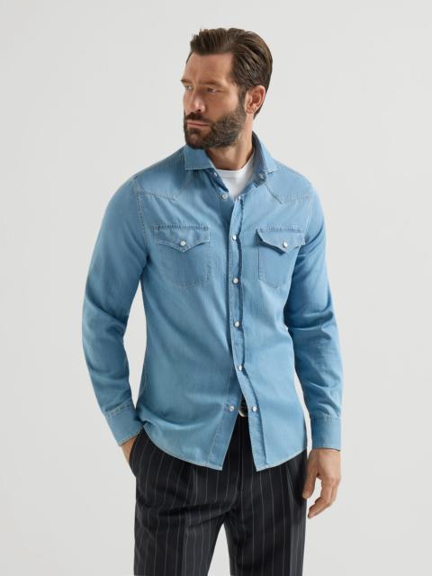 Lightweight denim easy fit western shirt