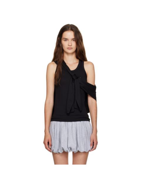 Black Knotted Jersey Tank Top