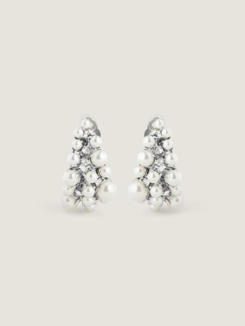 CRYSTAL PEARL CLIP EARRINGS IN METAL, CRYSTALS AND PEARLS