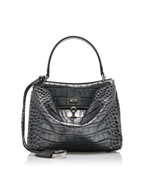 Rodeo Croc-Effect Metallic Leather Top Handle Bag metallic