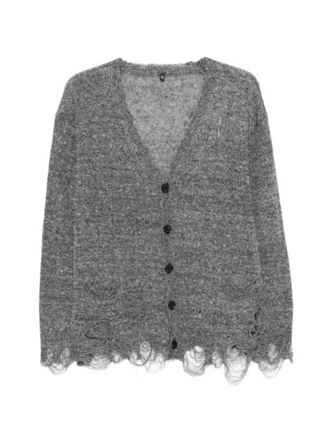 distressed V-neck cardigan
