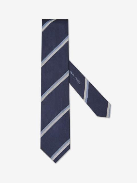 Blue regimental jacquard silk tie
