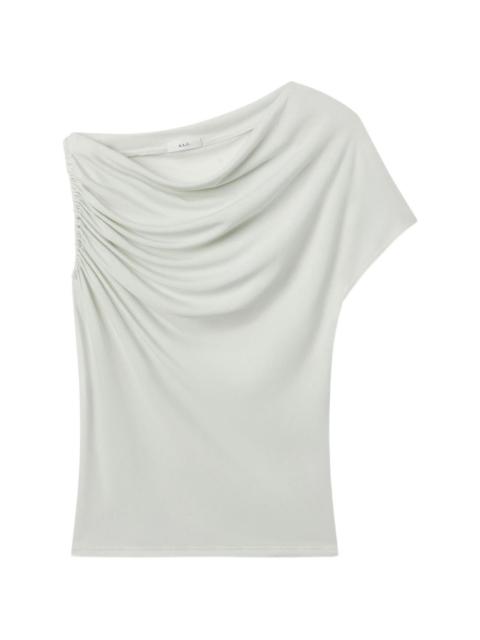 draped one-shoulder tee