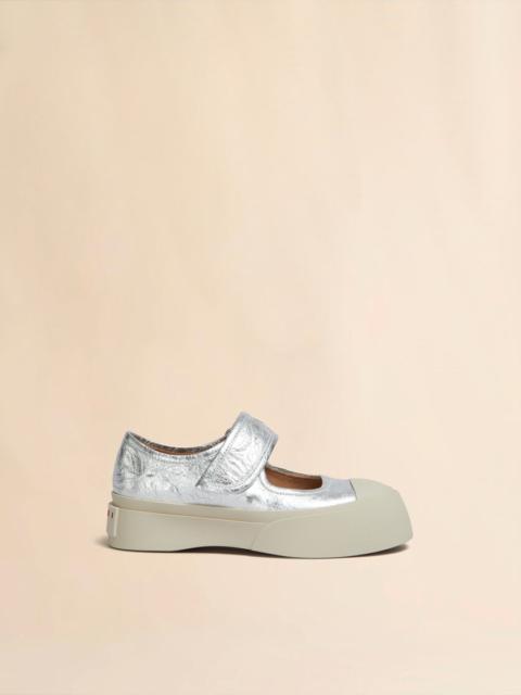 SILVER LEATHER MARY JANE SNEAKER