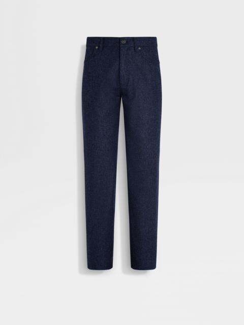 NAVY BLUE WOOL AND CASHMERE ROCCIA PANTS