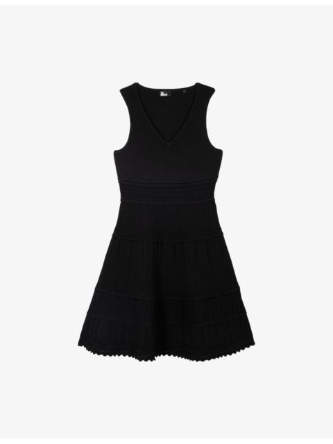 Sleeveless V-Neck Stretch-Woven Mini Dress