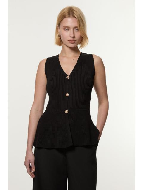 Ribbed Cotton Knitted Waistcoat