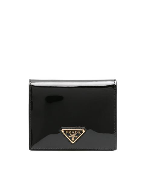 triangle-logo patent leather wallet
