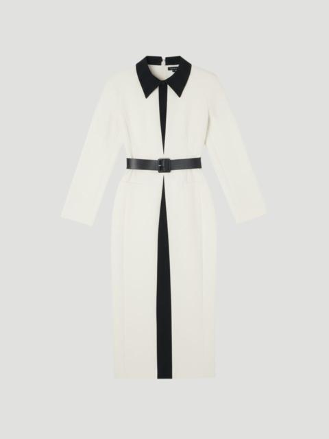 Compact Stretch Contrast Collar Tailored Midi Dress
