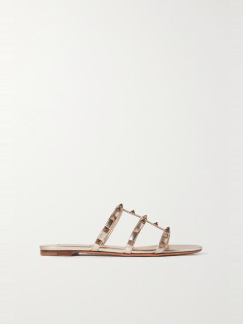 Rockstud metallic leather sandals