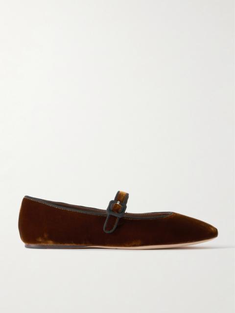 Ginger Grosgrain-trimmed Velvet Mary Jane Ballet Flats