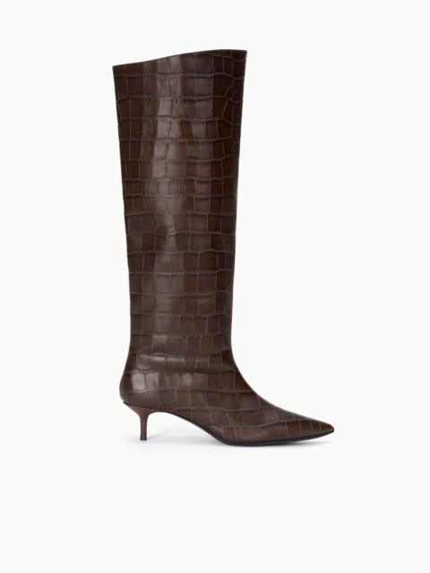 STAUD SEBASTIAN KITTEN HEEL BOOT ESPRESSO CROCO