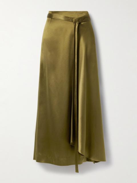 Bruna Wrap-effect Belted Silk-charmeuse Midi Skirt