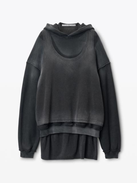 oversize triple-layer hoodie in cotton