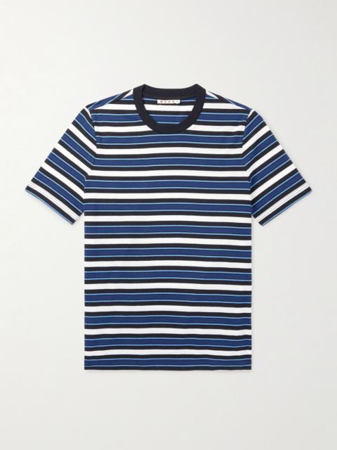 Striped Cotton-Jersey T-Shirt Blue
