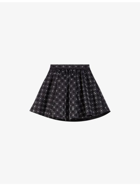 Diamante-Embellished Stretch-Woven Mini Skirt