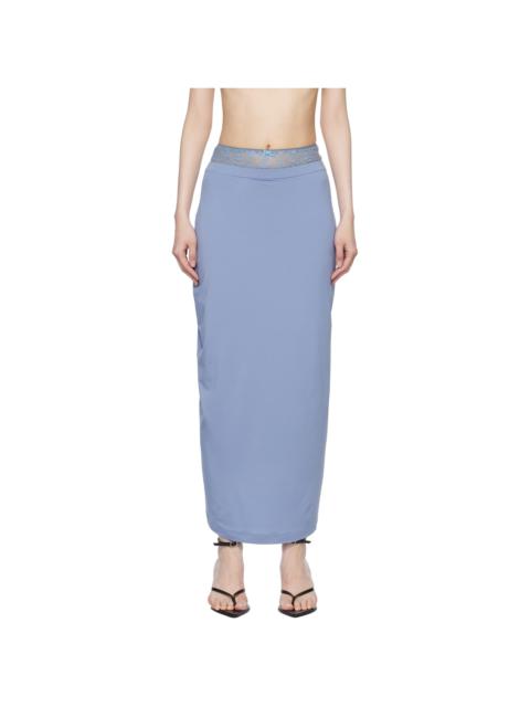 Blue Lace Layered Maxi Skirt