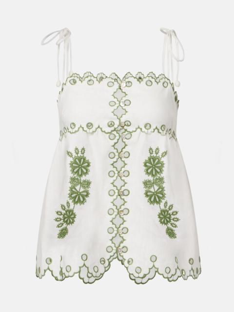 Broderie anglaise cutout linen top